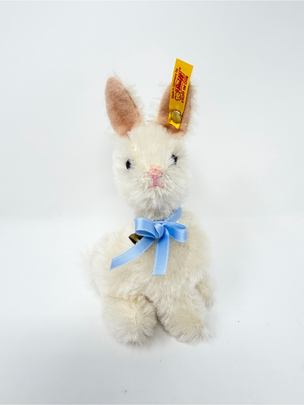 Steiff Williams Sonoma White Rabbit Plush with Blue Bow Limited Edition